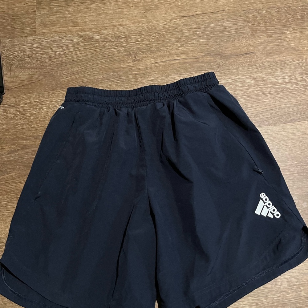 Adidas Navy Blue Athletic Shorts Lightweight Elastic Waist
